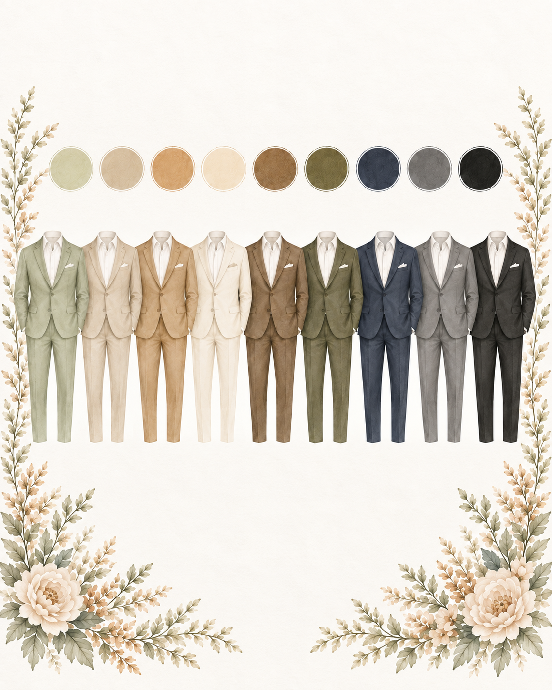 Moodboard hombre — trajes en tonos neutros y tierra