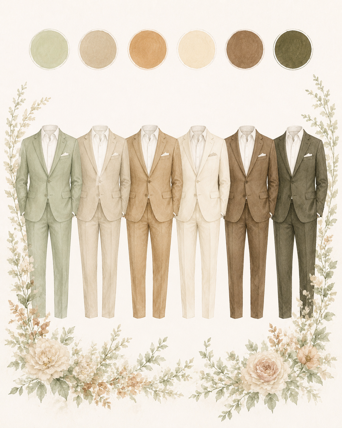 Moodboard hombre — trajes en tonos neutros y tierra